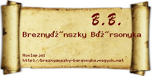 Breznyánszky Bársonyka névjegykártya